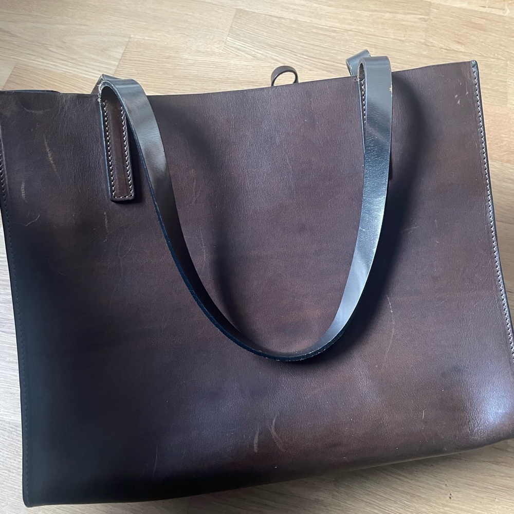 Italian Espresso Brown and Silver Bag with Inner Buttoned Silver Pouch